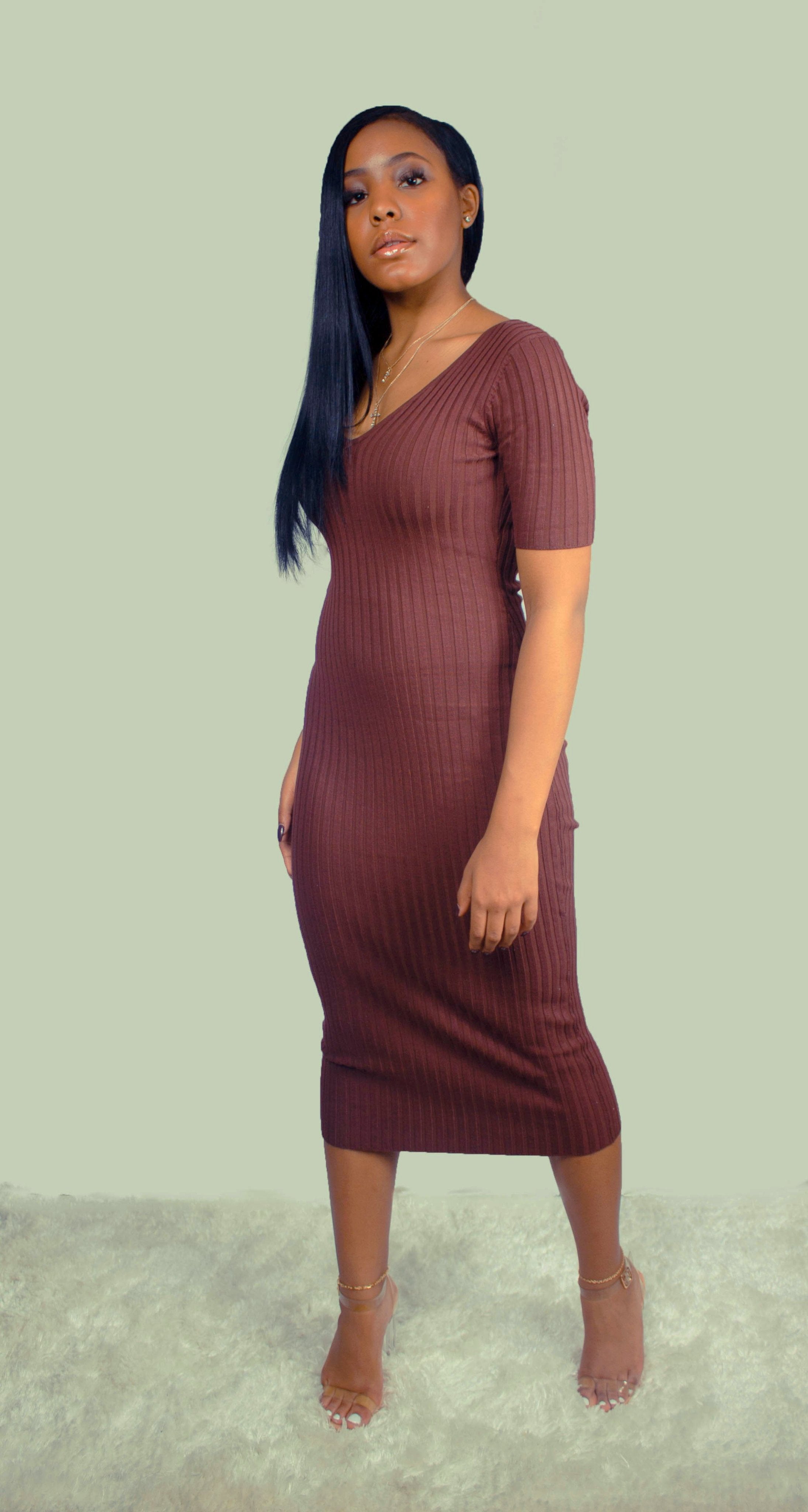 JAZZE | Knit Ribbed Dress