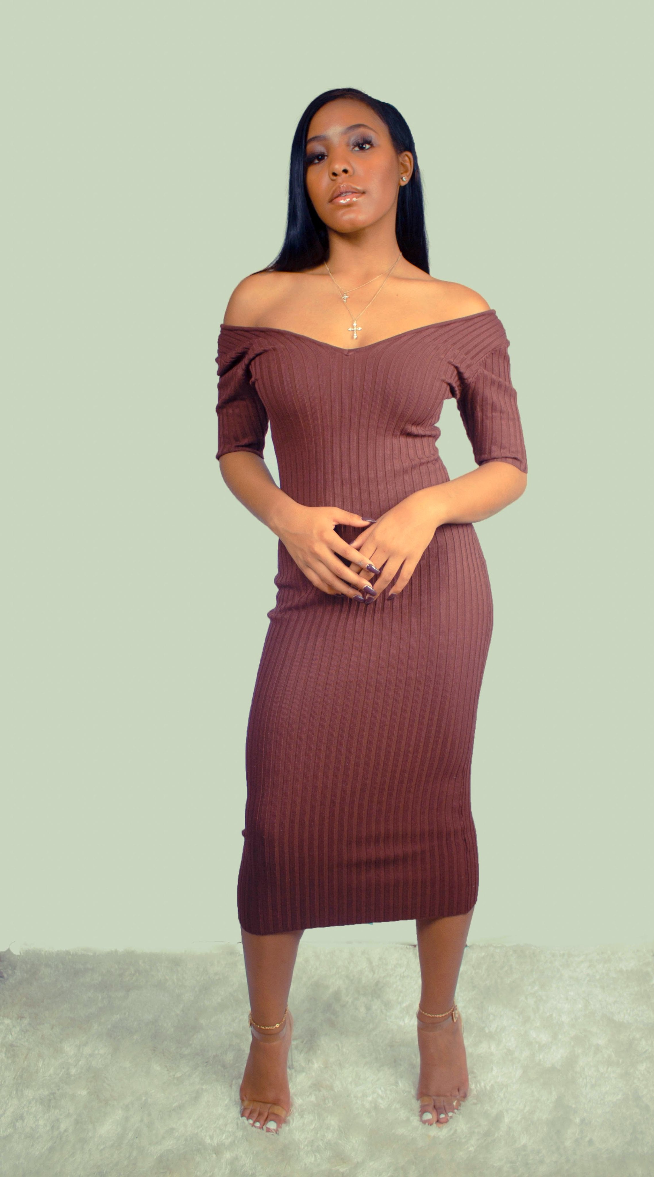 JAZZE | Knit Ribbed Dress