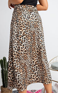 SPICE IT UP | Leopard Satin Midi Skirt