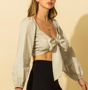 BO-PEEP | Front Tie Blouse (Sage)