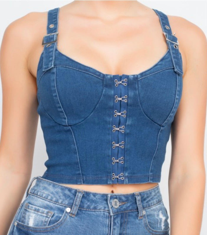 UPLIFTED | Denim Corset Top